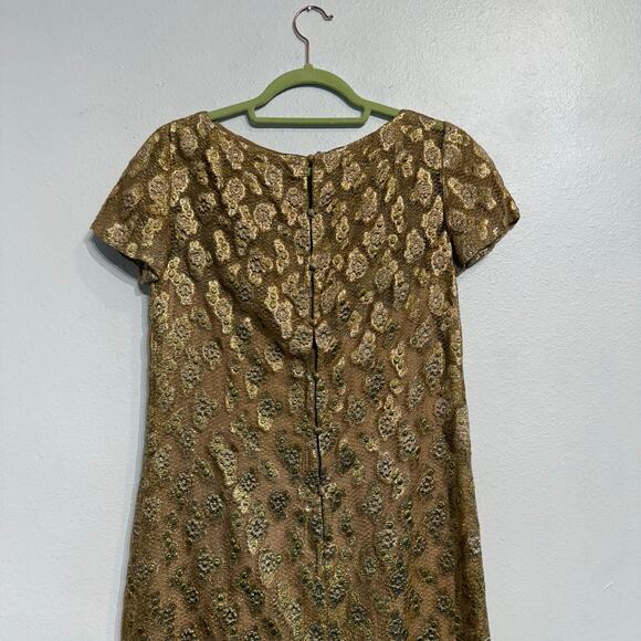 Malcolm Starr Gold Ornate Lace 60's Vintage Evening Gown Sz 6 - Picture 5 of 8